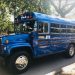 Blue school bus